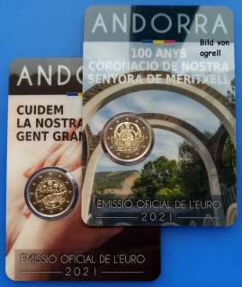 2 x 2 Euro Gedenkmünze Andorra 2021 Frau von Meritxell / Senioren
