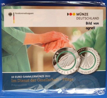10 Euro Gedenkmünze Deutschland 2022 PP - Pflege "D"