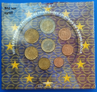 Kursmünzensatz Frankreich 2001 Stgl.