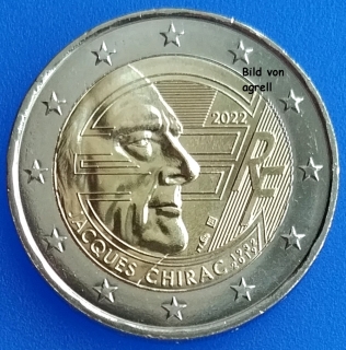 2 Euro Gedenkmünze Frankreich 2022 Jacques Chirac