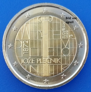 2 Euro Gedenkmünze Slowenien 2022 Jože Plečnik