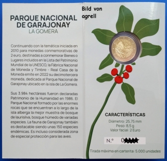 2 Euro Gedenkmünze Spanien 2022 PP - Nationalpark Garajonay