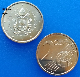 2 Cent Münze Vatikan 2023 unzirkuliert