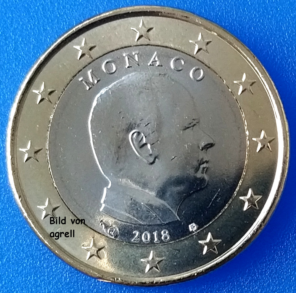 1 Euro Münze Monaco 2018 Stempelglanz (Stgl.) - Euromuenzen-AGrell.eu