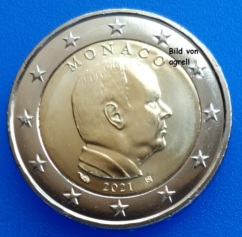 2 Euro Münze Monaco 2021 Stempelglanz (Stgl.) - Euromuenzen-AGrell.eu
