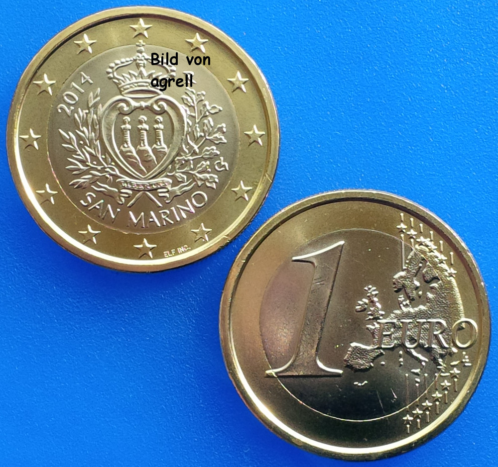 1 Euro Münze San Marino 2014 Stempelglanz (Stgl.) - Euromuenzen-AGrell.eu